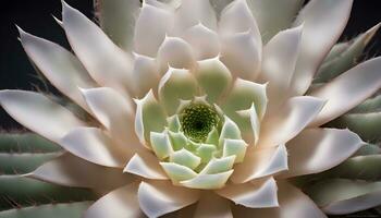 ai generado un cerca arriba de un blanco y verde flor foto