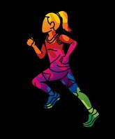 A Girl Start Running Action Jogging Movement Cartoon Sport Graphic Vector