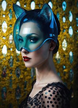 AI generated Fashion shot of a beautiful woman in a carnival mask. ai generative. ai generative photo