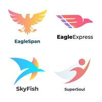 Eagle logo set. Vector design template elements for corporate identity. Flyinig object logo packs.