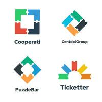 Puzzle icon ses logo pack. Vector illustration in flat style. Isolated on white background.