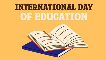 International Day of Education, January 24th, concept for education. Stacks of books. Flat vector illustration.