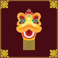 Chinese New Year Lion dance head. vector