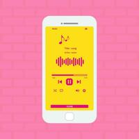 online radio Music streaming service concept with smartphone, headphones and playlists. vector audio player and online broadcasting internet media device.
