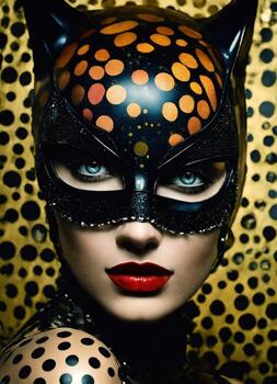 AI generated Fashion shot of a beautiful woman in a carnival mask. ai generative. ai generative photo