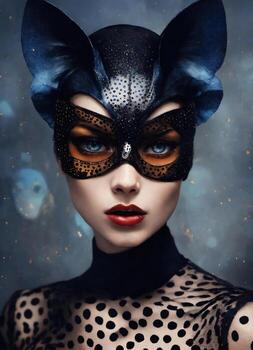 AI generated Fashion shot of a beautiful woman in a carnival mask. ai generative. ai generative photo
