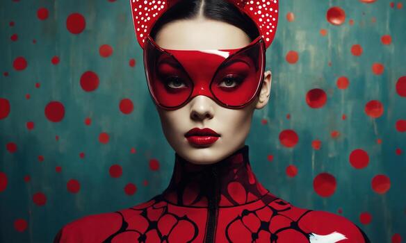 AI generated Fashion shot of a beautiful woman in a carnival mask. ai generative. ai generative photo