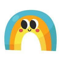 Kawaii Rainbow cartoon icon. vector