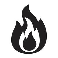 Black fire flame icon. vector