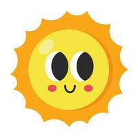 Kawaii Sun cartoon icon. vector