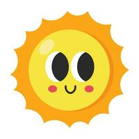 Kawaii Sun cartoon icon. vector