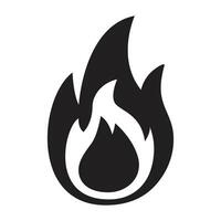 Black fire flame icon. vector