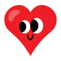 kawaii rojo corazón dibujos animados icono. vector