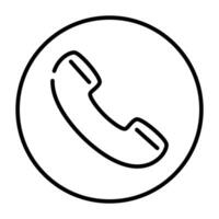 teléfono llamada línea contorno icono. vector