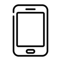 Smart phone line outline icon. vector