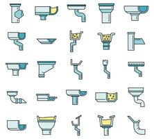 Gutter drain icons set vector color