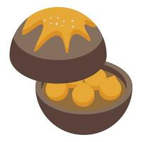 cacao mantequilla bomba icono isométrica vector. pastel caramelo vector