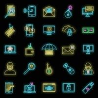 Fraud spy icons set vector neon