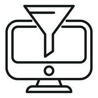 Funnel content filter computer icon outline vector. Clever flow vector