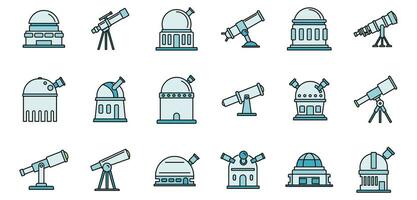 Planetarium astronomy icons set vector color