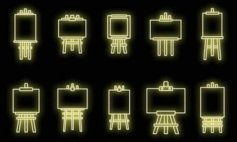 Artist easel icons set vector neon