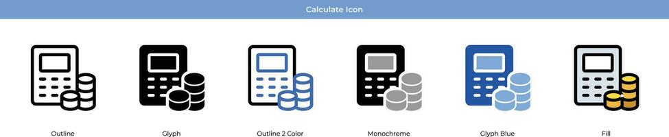 Calculate Icon Set vector