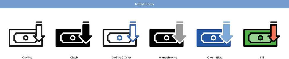 Inflasi Icon Set vector