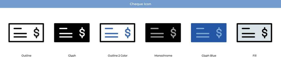 Cheque Icon Set vector