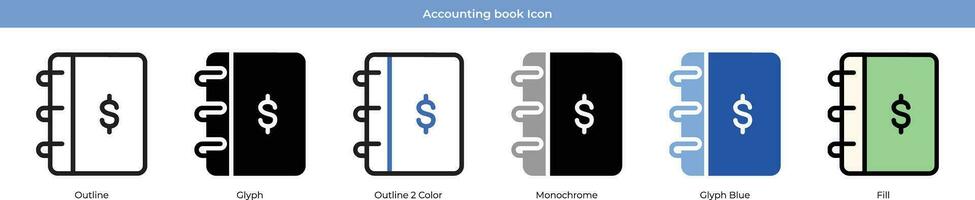 Accounting book Icon Set vector