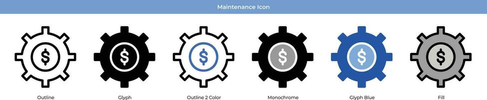 mantenimiento icono conjunto vector