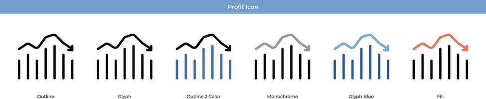 lucro icono conjunto vector