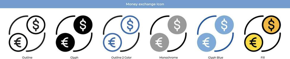 dinero intercambiar icono conjunto vector