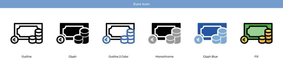 euro icono conjunto vector