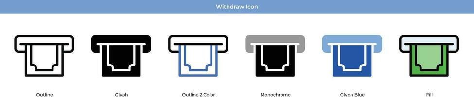 Withdraw Icon Set vector