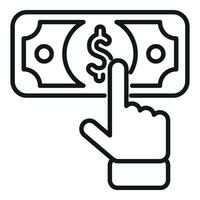 Touch money cash help icon outline vector. Company finance vector