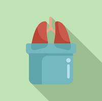Lungs bioprinting icon flat vector. Future dna medicine vector