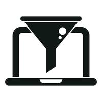 Laptop filter search icon simple vector. Online information vector