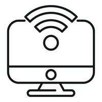 Wifi computer connection icon outline vector. Storage cloud vector