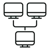 Internet computer network icon outline vector. Local data cloud vector