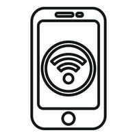 Wifi nube teléfono inteligente icono contorno vector. nube información administración vector