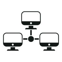 Computer network data icon simple vector. Router dark processor vector