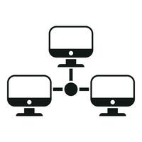 Computer network data icon simple vector. Router dark processor vector