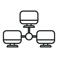 Computer network data icon outline vector. Router dark processor vector