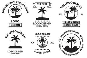 AI generated Coconut tree or sea logo in the concept of tourism in vintage style vector