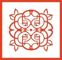 AI generated Chinese style message frame in vintage style vector