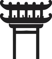 AI generated Japanese gate logo or Chinese lantern in vintage style vector