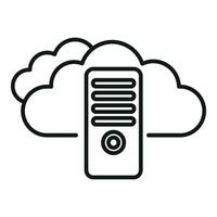 Computer cloud data icon outline vector. Storage cloud vector