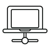 Laptop internet connection icon outline vector. Data digital network vector