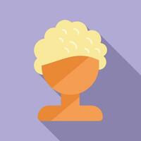 Girl beautiful wig icon flat vector. Young style vector