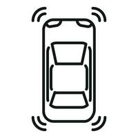 Safety vehicle top view icon outline vector. Control system vector